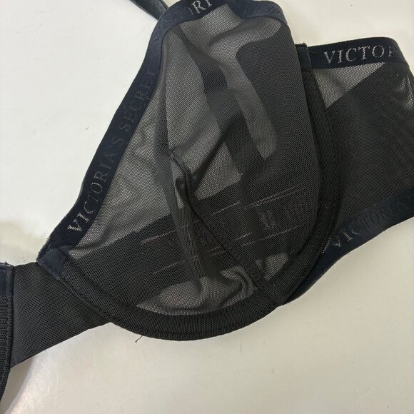 Victorias Secret Black Sheer Mesh Underwire Bralette 36B - Picture 3 of 7